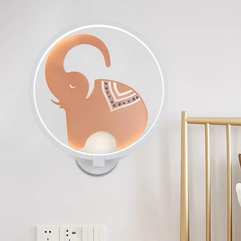 Postmoderne stijl ronde metalen wandlamp LED olifant wandverlichting wit-rood/zwart-rood/wit-goud voor slaapkamer, warm/wi...