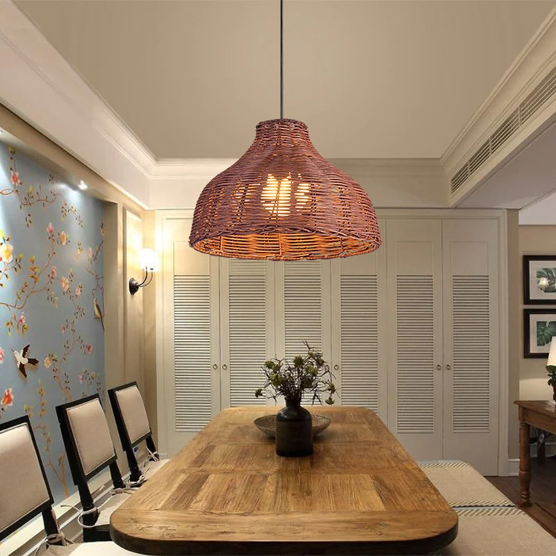 Pot Cover Restaurant Plafondlamp Rotan 1 Lamp Aziatische Stijl Hanglamp Clearhalo