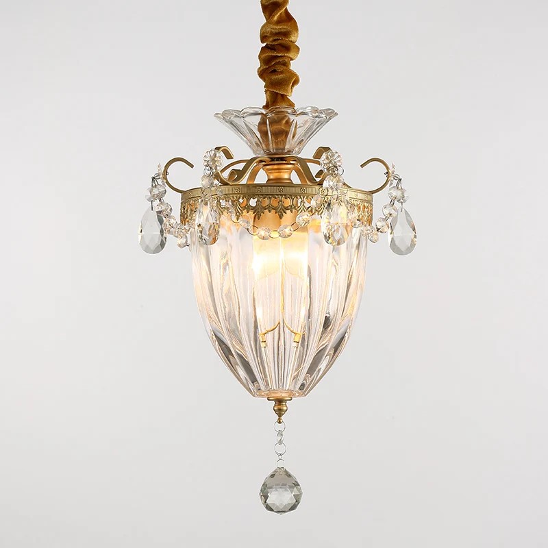 Prismaglas conische hangende plafondlamp Nordic 1-lichts messing hanglamp met kristallen druppel Clearhalo