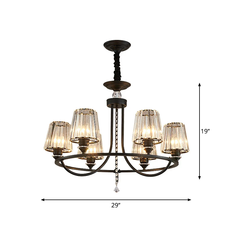 Prismatische kristallen kegel hanglamp Traditionele salonplafondkroonluchter zwart Clearhalo