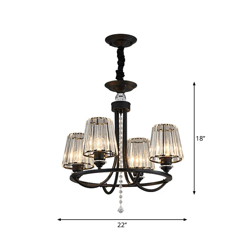 Prismatische kristallen kegel hanglamp Traditionele salonplafondkroonluchter zwart Clearhalo