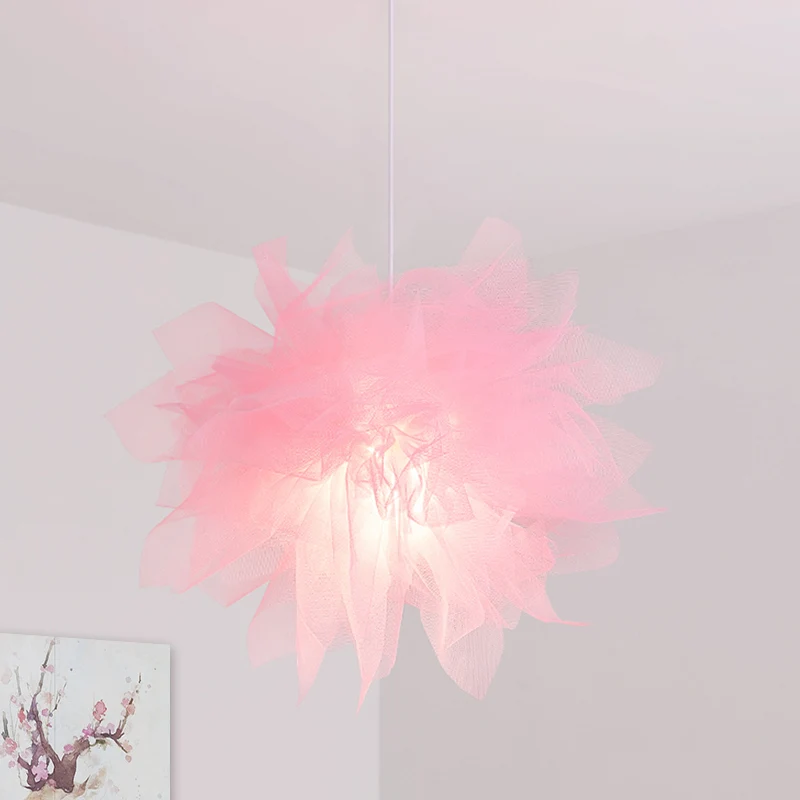 Pure bloem plafond hanglamp modernisme 1 licht 18 "/27" breedte wit/blauw/roze hanglamp voor slaapkamer Clearhalo