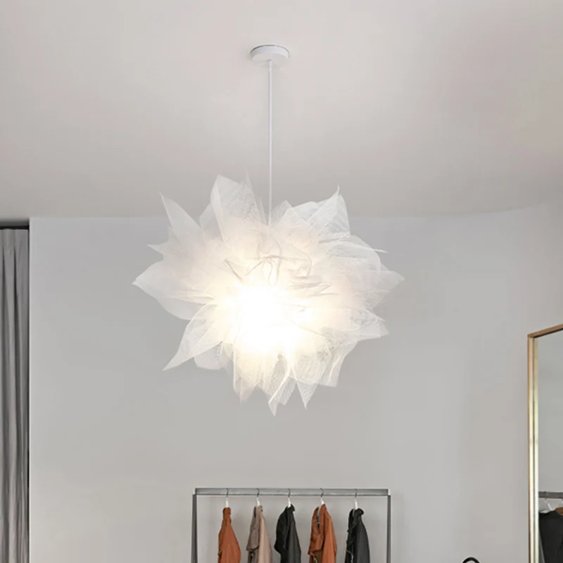 Pure bloem plafond hanglamp modernisme 1 licht 18 "/27" breedte wit/blauw/roze hanglamp voor slaapkamer Clearhalo