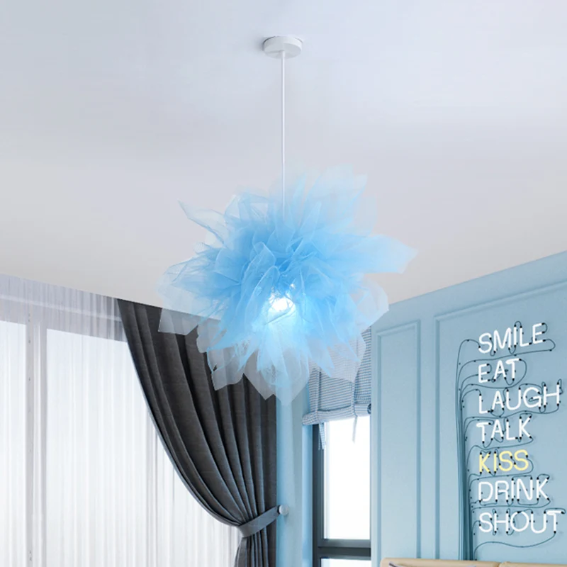 Pure bloem plafond hanglamp modernisme 1 licht 18 "/27" breedte wit/blauw/roze hanglamp voor slaapkamer Clearhalo