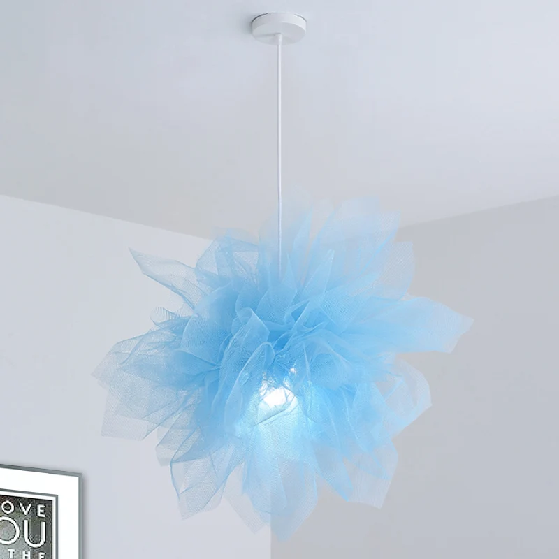 Pure bloem plafond hanglamp modernisme 1 licht 18 "/27" breedte wit/blauw/roze hanglamp voor slaapkamer Clearhalo