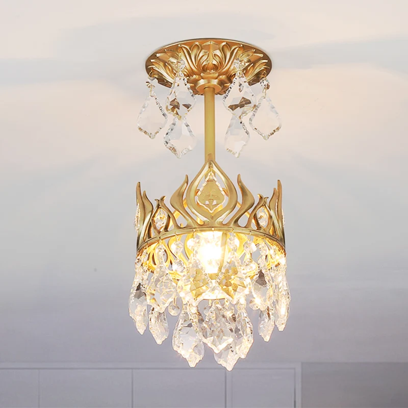 Raindrop Restaurant Pendulum Light Cut Crystal 1-lamp moderne hanglamp met kroonontwerp goud Clearhalo