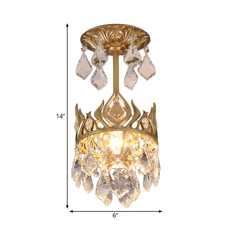 Raindrop Restaurant Pendulum Light Cut Crystal 1-lamp moderne hanglamp met kroonontwerp goud Clearhalo