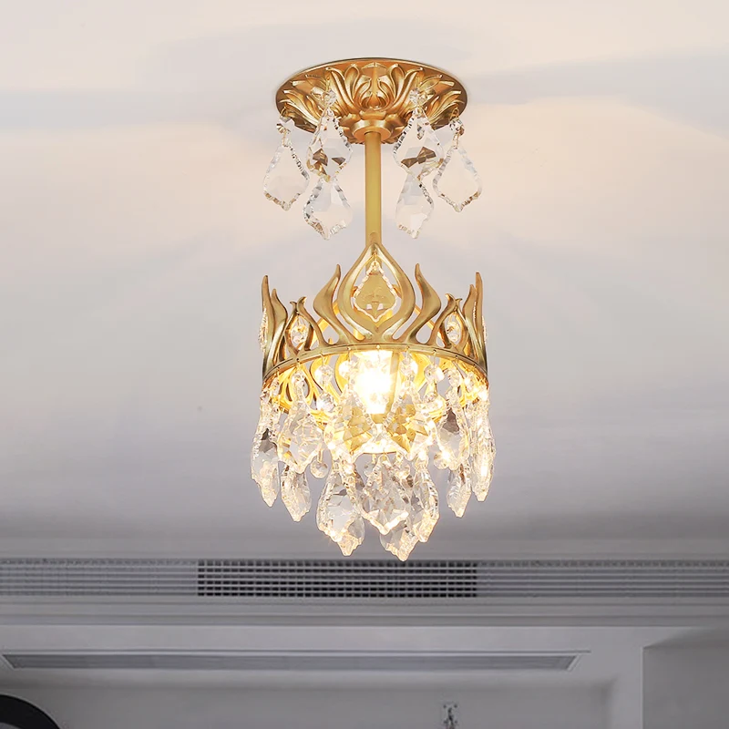 Raindrop Restaurant Pendulum Light Cut Crystal 1-lamp moderne hanglamp met kroonontwerp goud Clearhalo