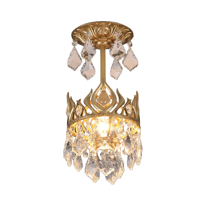 Raindrop Restaurant Pendulum Light Cut Crystal 1-lamp moderne hanglamp met kroonontwerp goud Clearhalo
