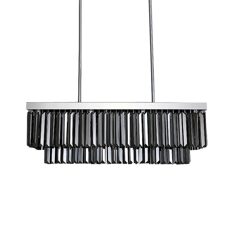 Rechthoek hanglamp modern rookgrijs kristalblok 6/8/10 koppen eetkamer kroonluchterlamp Clearhalo