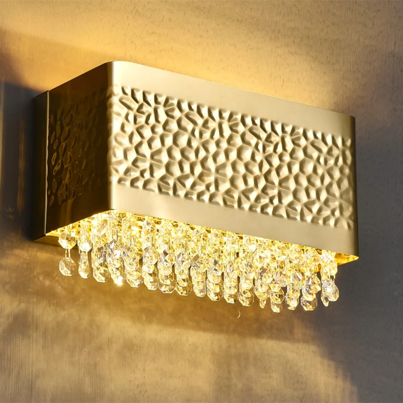 Rechthoekig schanslicht Hedendaags Octagon Crystal 2-lamps wandgemonteerde verlichting goud Clearhalo