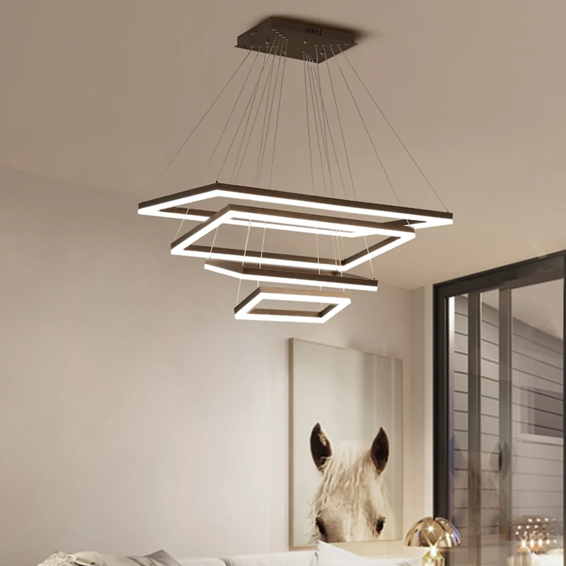 Rechthoekige 3/4/5 lagen hangende hanger hedendaagse acryl koffie LED-kroonluchterlamp Clearhalo