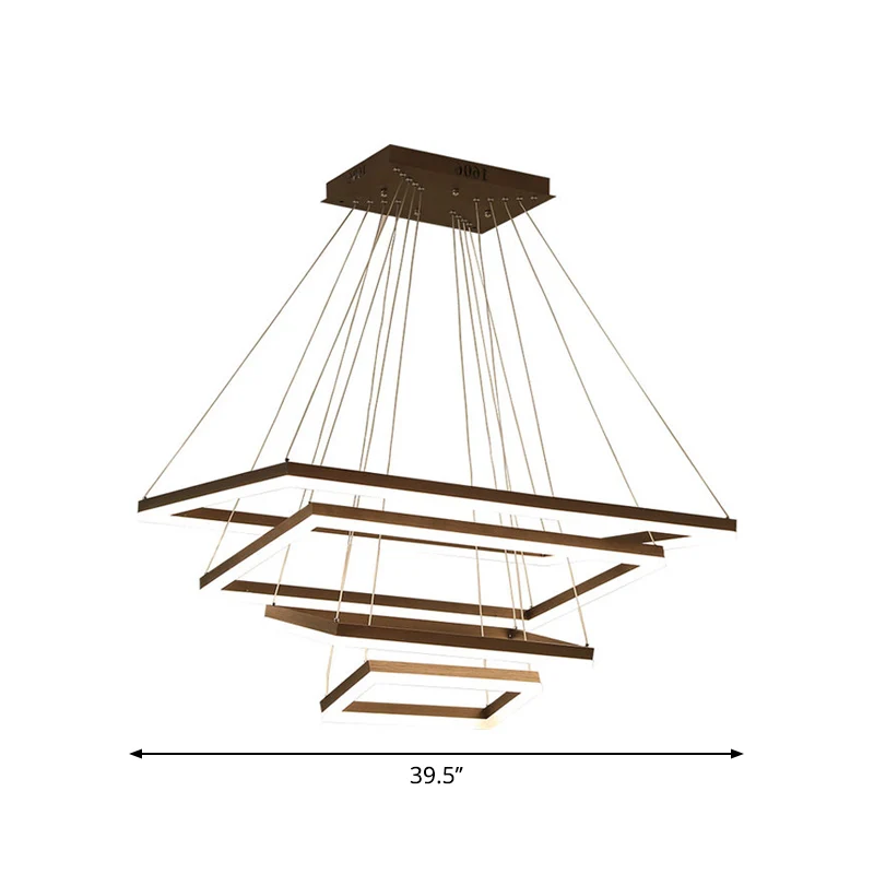 Rechthoekige 3/4/5 lagen hangende hanger hedendaagse acryl koffie LED-kroonluchterlamp Clearhalo