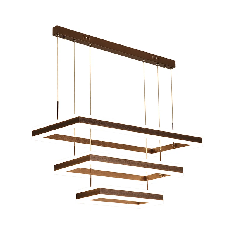 Rechthoekige acryl LED-kroonluchter Eenvoud Koffie-plafondhanglamp voor slaapkamer Clearhalo