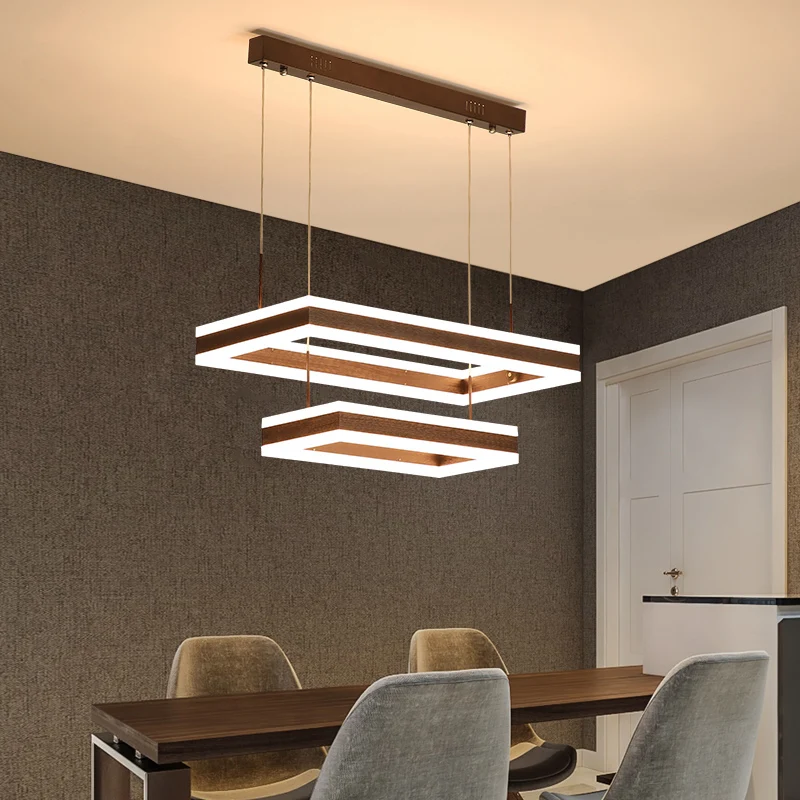Rechthoekige acryl LED-kroonluchter Eenvoud Koffie-plafondhanglamp voor slaapkamer Clearhalo
