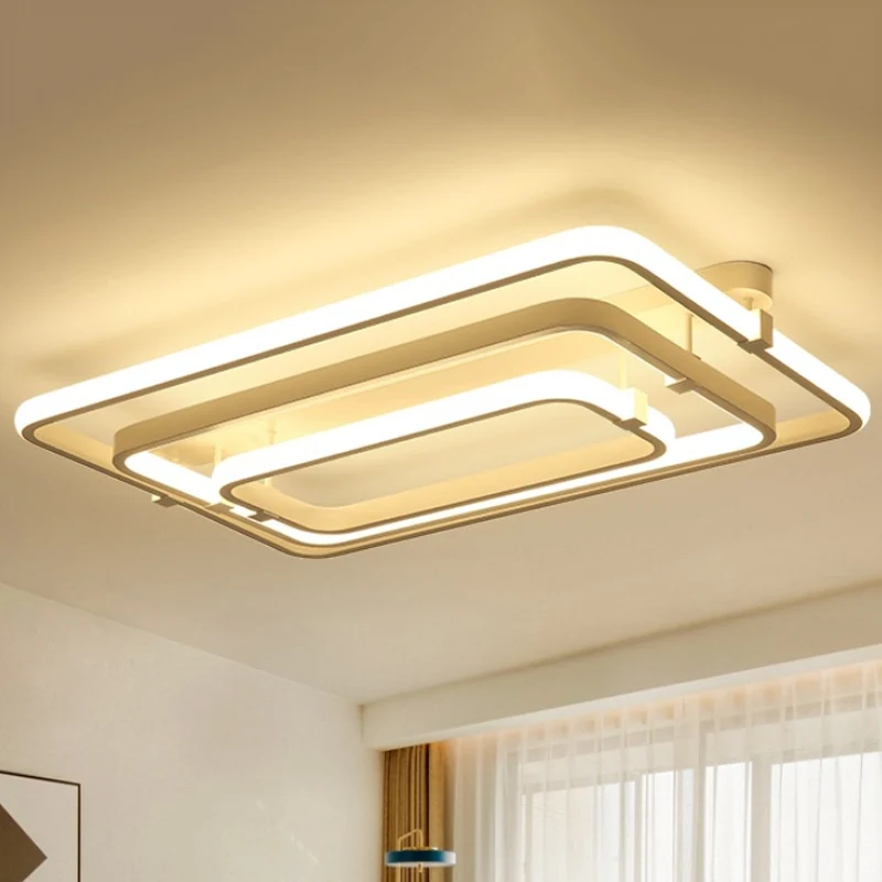 Rechthoekige acryl semi-inbouw modernistische 2/3 lampen witte led semi-inbouw plafondlamp wit/warm licht Clearhalo
