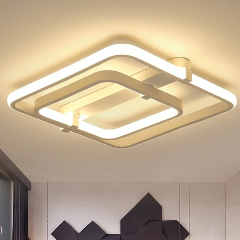 Rechthoekige acryl semi-inbouw modernistische 2/3 lampen witte led semi-inbouw plafondlamp wit/warm licht Clearhalo