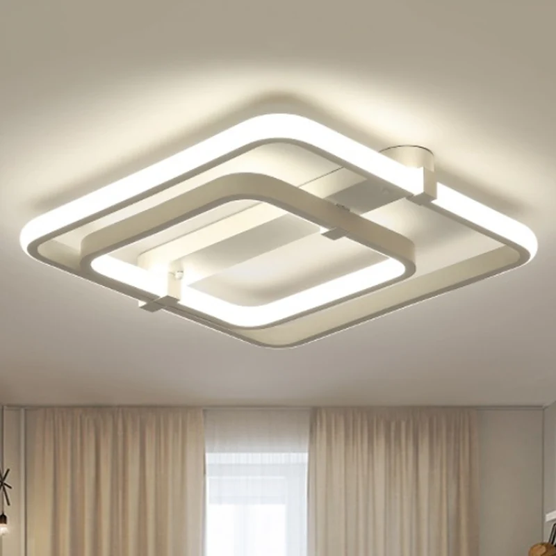 Rechthoekige acryl semi-inbouw modernistische 2/3 lampen witte led semi-inbouw plafondlamp wit/warm licht Clearhalo