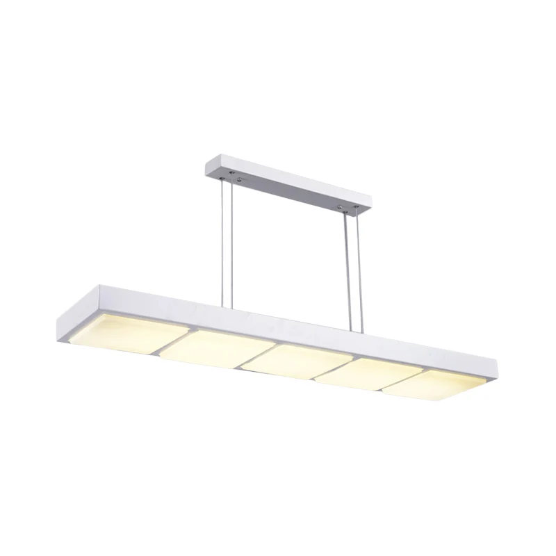 Rechthoekige eilandlamp modern metaal 3/4/5 lichts zwart/wit kantoorhanglamp warm/wit Clearhalo