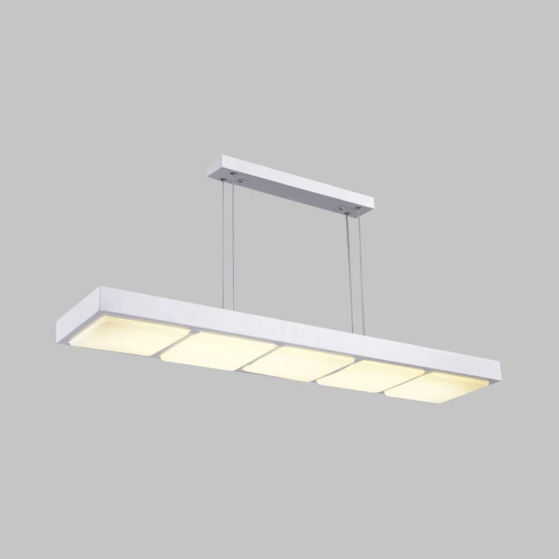 Rechthoekige eilandlamp modern metaal 3/4/5 lichts zwart/wit kantoorhanglamp warm/wit Clearhalo