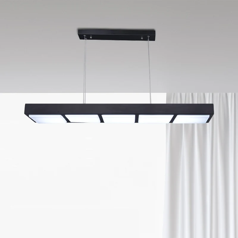 Rechthoekige eilandlamp modern metaal 3/4/5 lichts zwart/wit kantoorhanglamp warm/wit Clearhalo