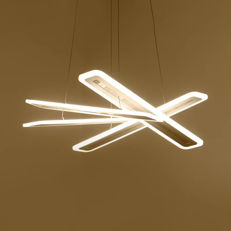 Rechthoekige hanglamp eigentijds acryl witte LED-plafondkroonluchter, warm/wit licht Clearhalo