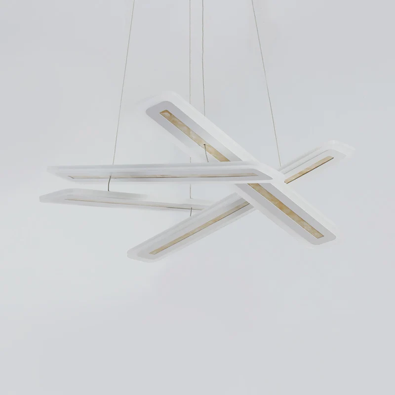 Rechthoekige hanglamp eigentijds acryl witte LED-plafondkroonluchter, warm/wit licht Clearhalo