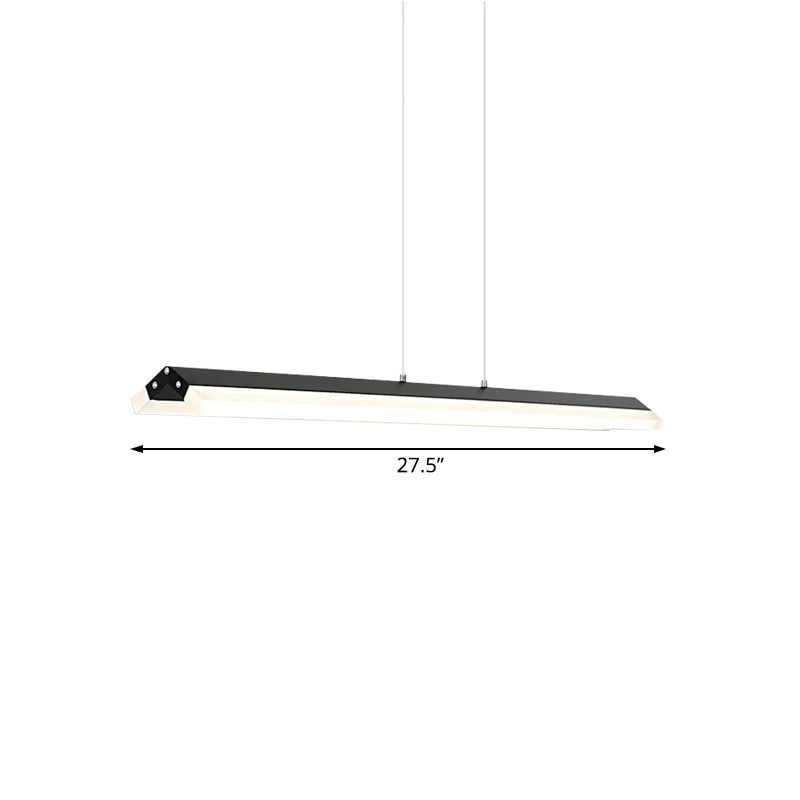 Rechthoekige hanglamp moderne acryl zwart/witte LED-plafondlamp voor eetkamer warm/wit licht, 27,5"/35,5"/43" breed Clearhalo