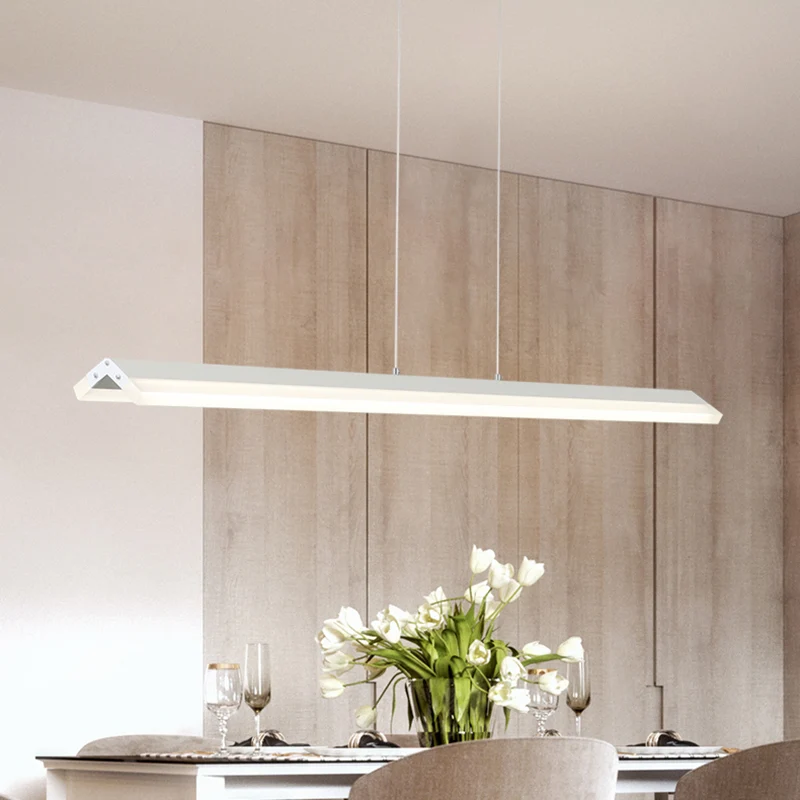 Rechthoekige hanglamp moderne acryl zwart/witte LED-plafondlamp voor eetkamer warm/wit licht, 27,5"/35,5"/43" breed Clearhalo