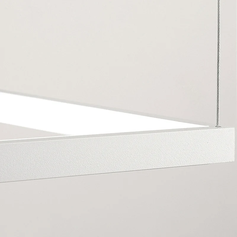 Rechthoekige hanglampset Minimalistisch metaal Wit 23,5"/31,5"/38" brede LED-hanglamp, warm/wit/natuurlijk licht Clearhalo