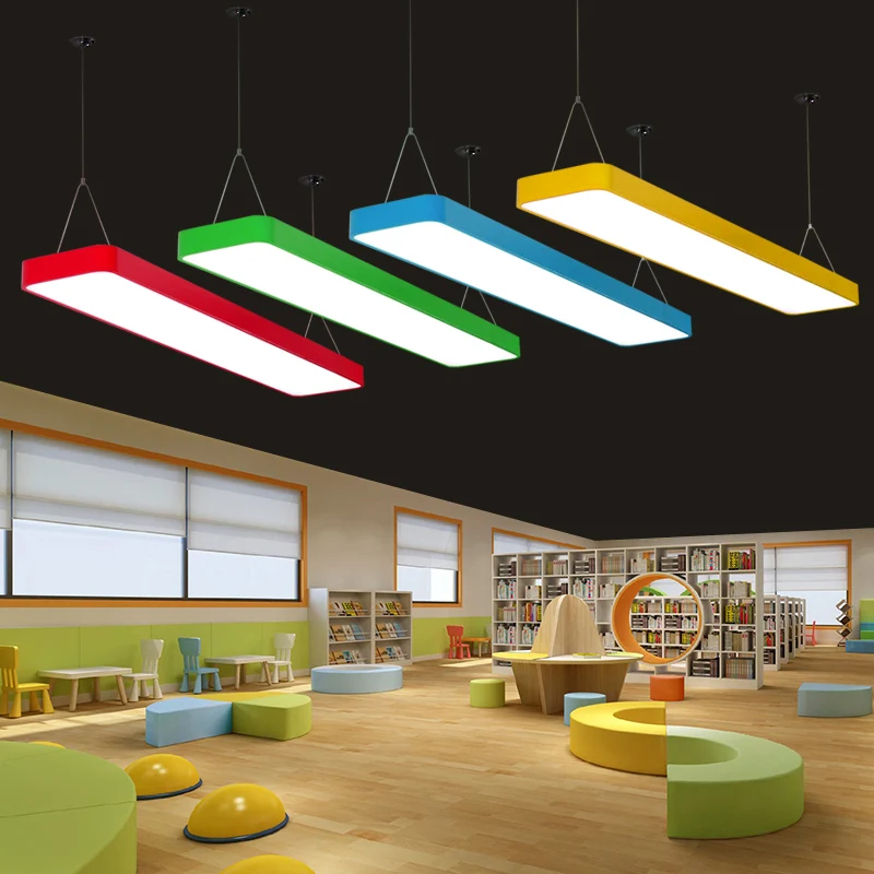 Rechthoekige kroonluchterverlichtingsset Hedendaagse acryl LED-plafondhanger voor speelkamer Clearhalo