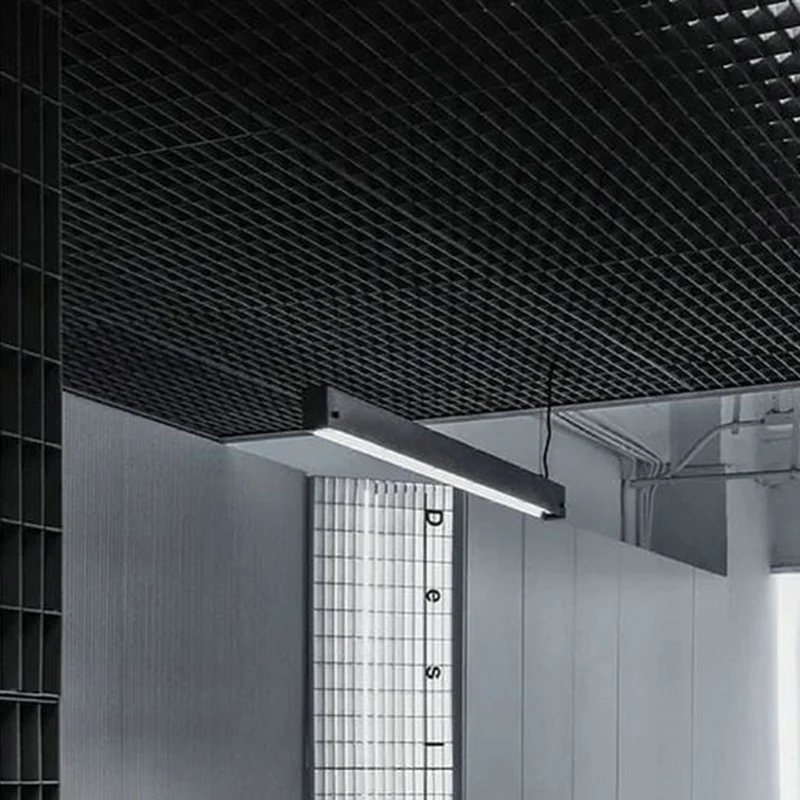 Rechthoekige lineaire eetkamer LED-hanglamp Cement Simplicity hangend eilandlicht grijs Clearhalo