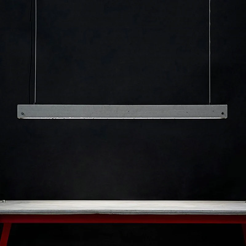 Rechthoekige lineaire eetkamer LED-hanglamp Cement Simplicity hangend eilandlicht grijs Clearhalo