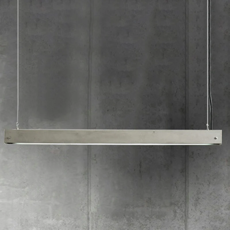 Rechthoekige lineaire eetkamer LED-hanglamp Cement Simplicity hangend eilandlicht grijs Clearhalo