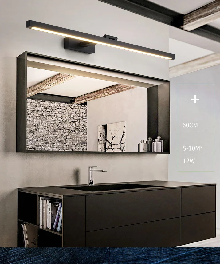 Rechthoekige make-up wandverlichtingsarmaturen Scandinavische minimalistische stijl aluminium enkele wastafellamp Clearhalo