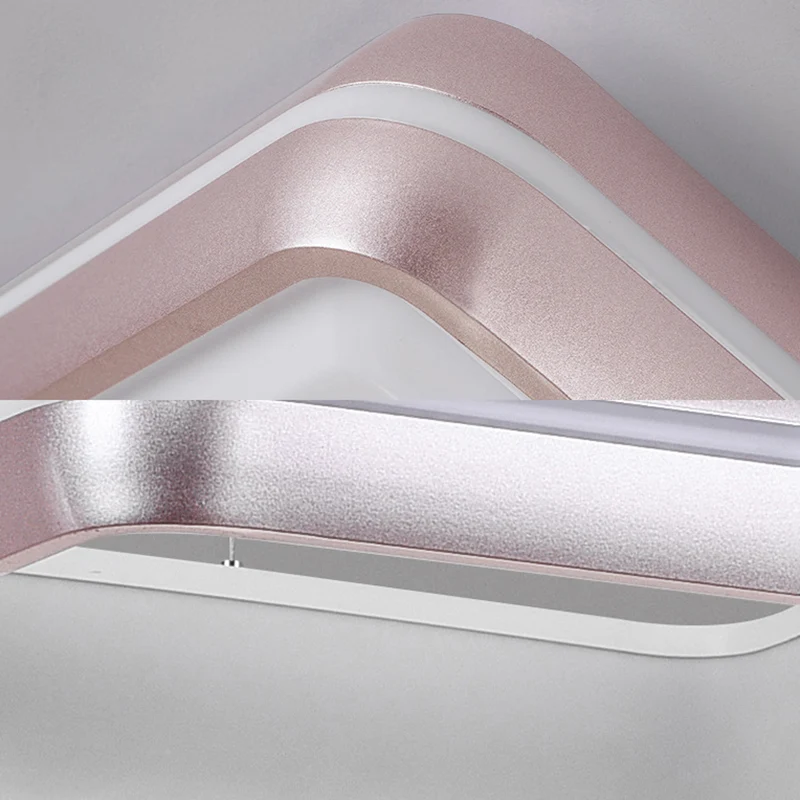 Rechthoekige metalen hanglamp met ronde hoek, eenvoudige stijl, roségouden LED-hangende plafondlamp voor eetkamer Clearhalo