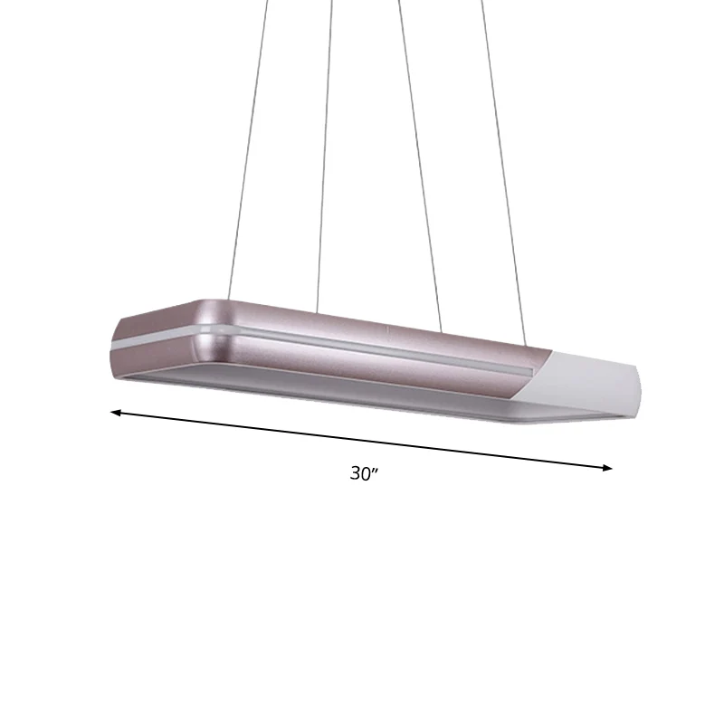 Rechthoekige metalen hanglamp met ronde hoek, eenvoudige stijl, roségouden LED-hangende plafondlamp voor eetkamer Clearhalo