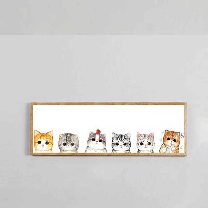 Rechthoekige metalen schattige kattenmuurschildering Lichte minimalistische stijl LED Houten wandgemonteerde lichtarmatuur...