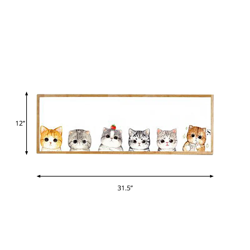 Rechthoekige metalen schattige kattenmuurschildering Lichte minimalistische stijl LED Houten wandgemonteerde lichtarmatuur...