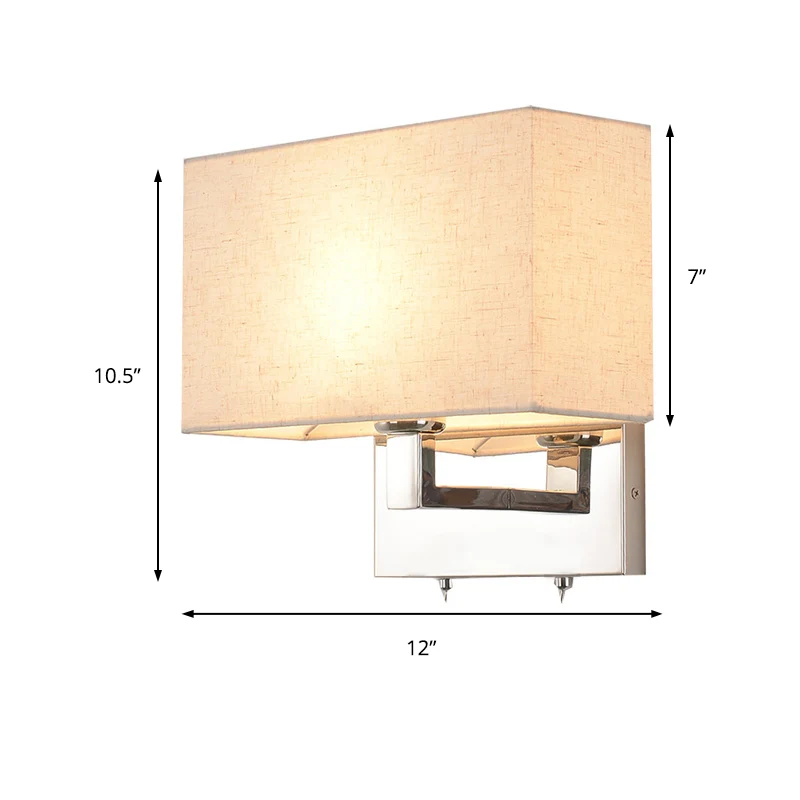 Rechthoekige wandlamp Sconce Eenvoudige stoffen LED-sconce Verlichting beige voor slaapkamer Clearhalo