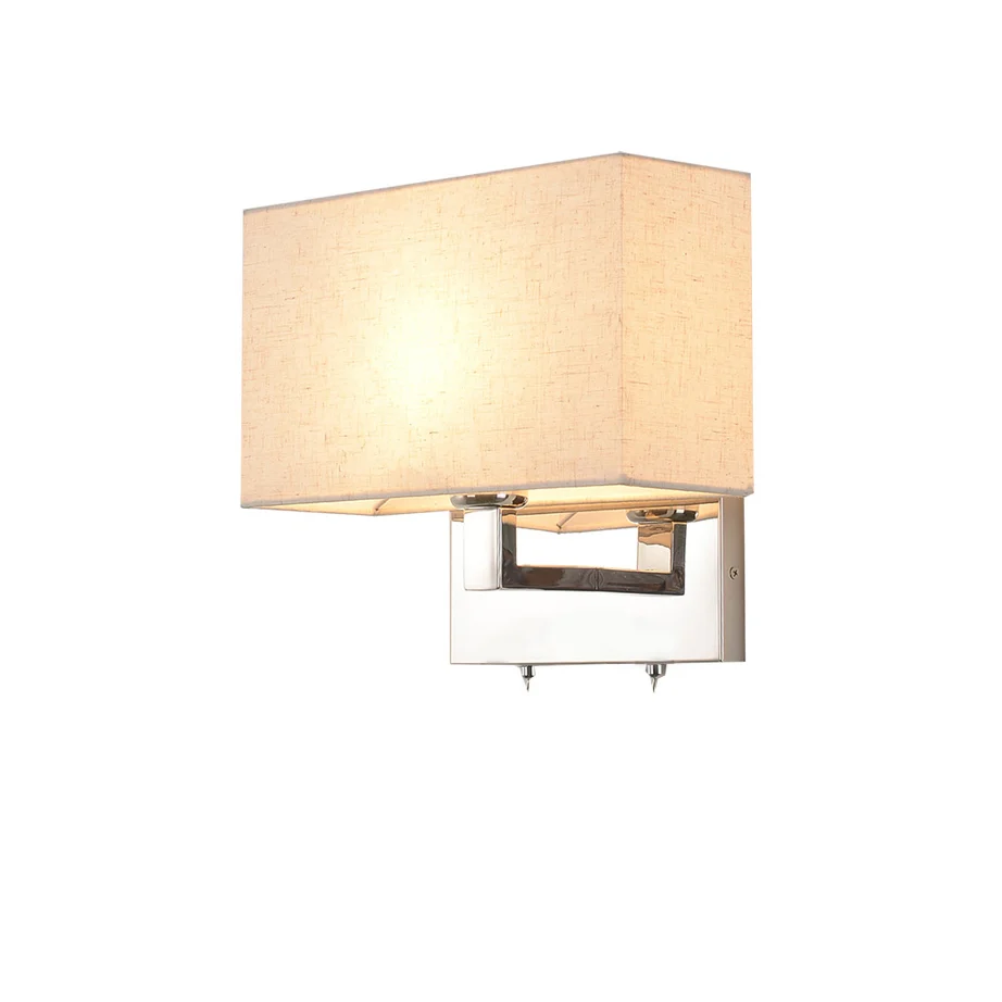 Rechthoekige wandlamp Sconce Eenvoudige stoffen LED-sconce Verlichting beige voor slaapkamer Clearhalo