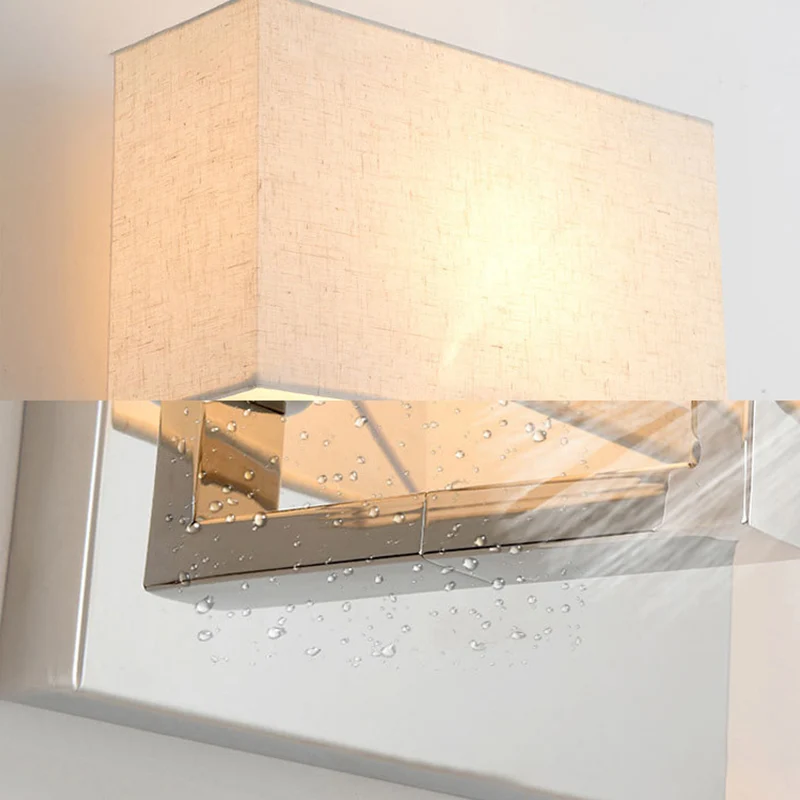 Rechthoekige wandlamp Sconce Eenvoudige stoffen LED-sconce Verlichting beige voor slaapkamer Clearhalo
