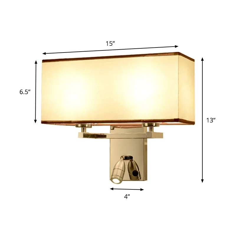 Rechthoekige wandmontage verlichting Moderne stoffen LED-wandkandelaarverlichting chroom met verstelbare spot Clearhalo
