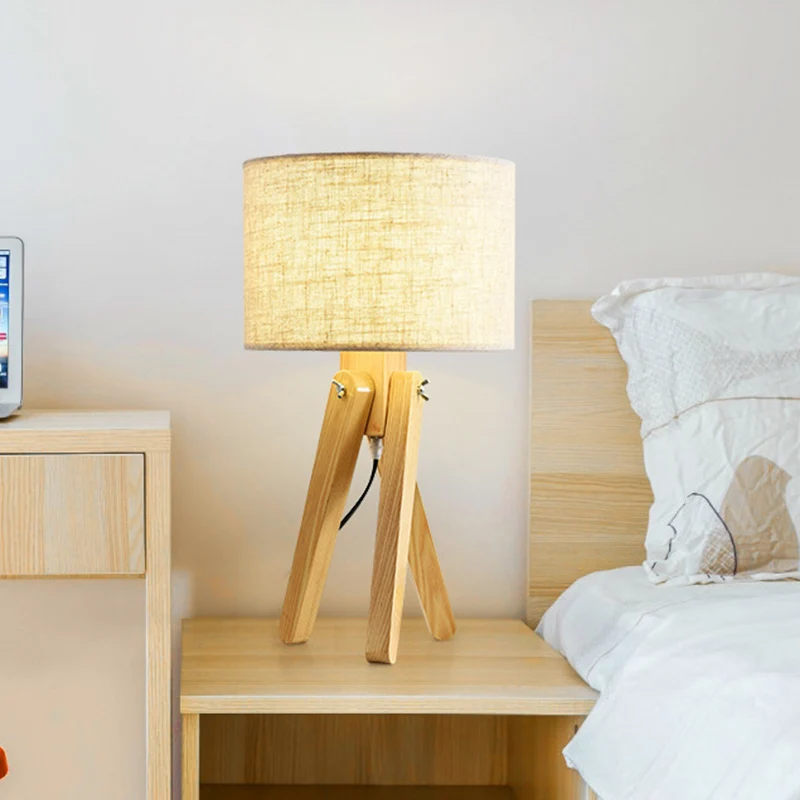 Rechtzijdige lampenkap Taaklamp Hedendaagse stof 1 lamp Leesboeklamp hout Clearhalo
