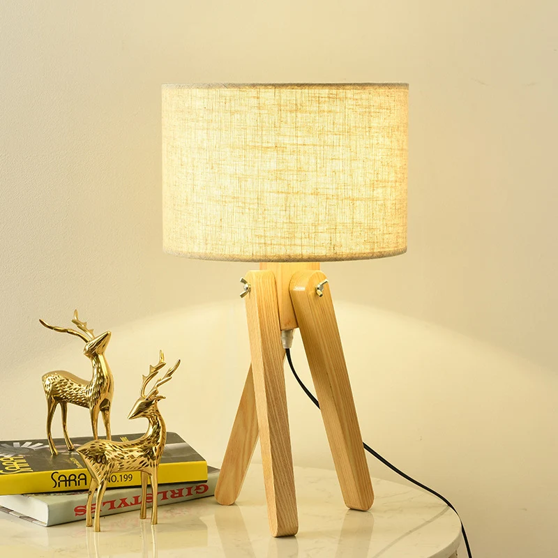 Rechtzijdige lampenkap Taaklamp Hedendaagse stof 1 lamp Leesboeklamp hout Clearhalo