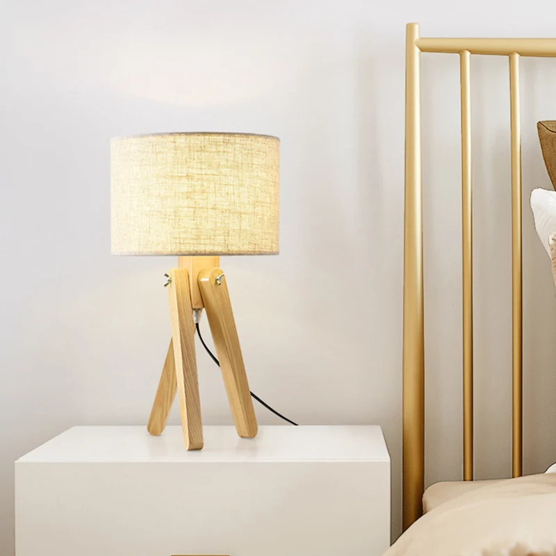 Rechtzijdige lampenkap Taaklamp Hedendaagse stof 1 lamp Leesboeklamp hout Clearhalo