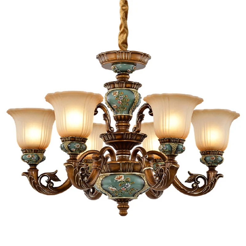 Retro hangende plafondlamp met bel, matglazen kroonluchterlamp zwartachtig groen Clearhalo