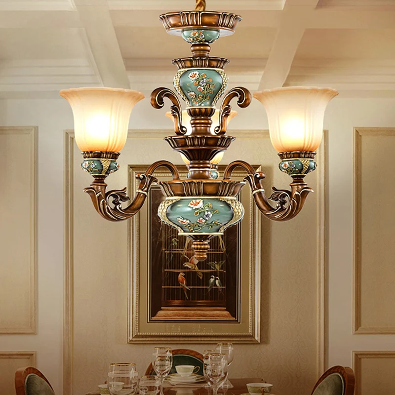 Retro hangende plafondlamp met bel, matglazen kroonluchterlamp zwartachtig groen Clearhalo