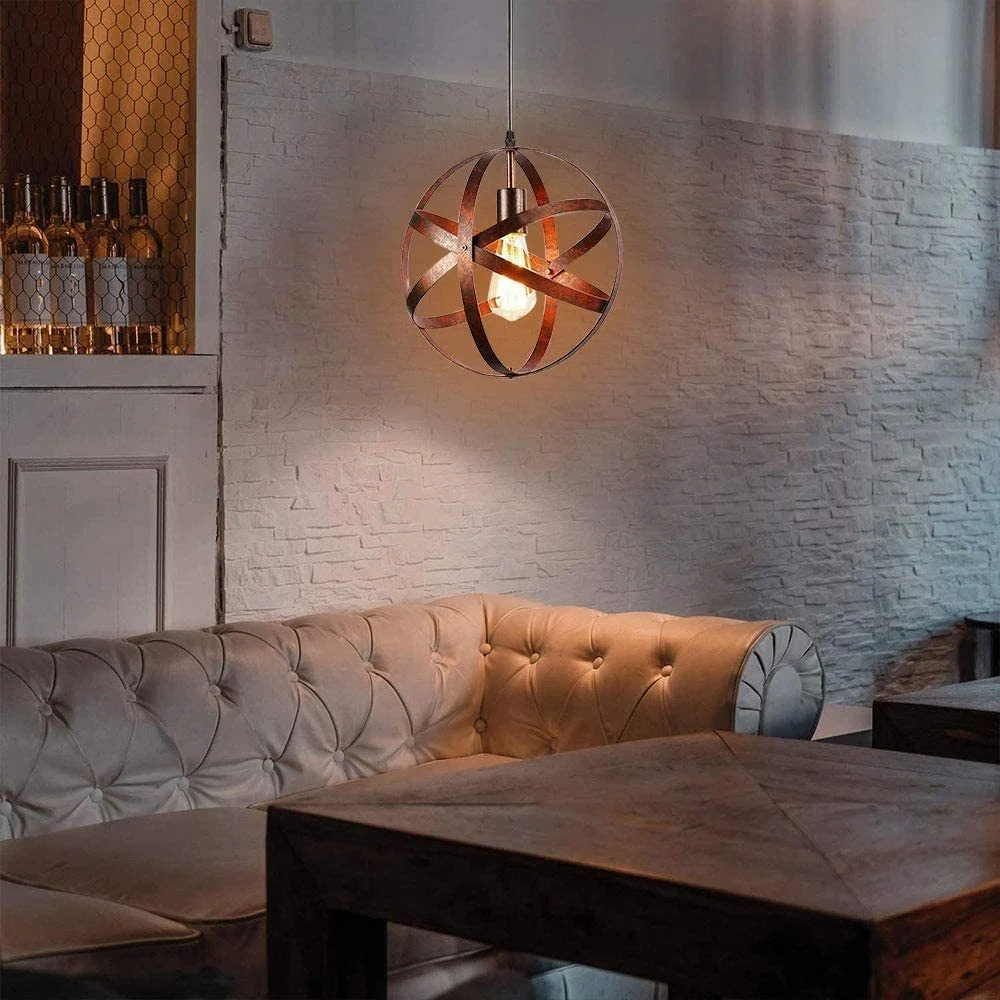 Retro industriële enkele bolkooi hanglamp ijzer 1 licht hanglamp voor eettafel Clearhalo