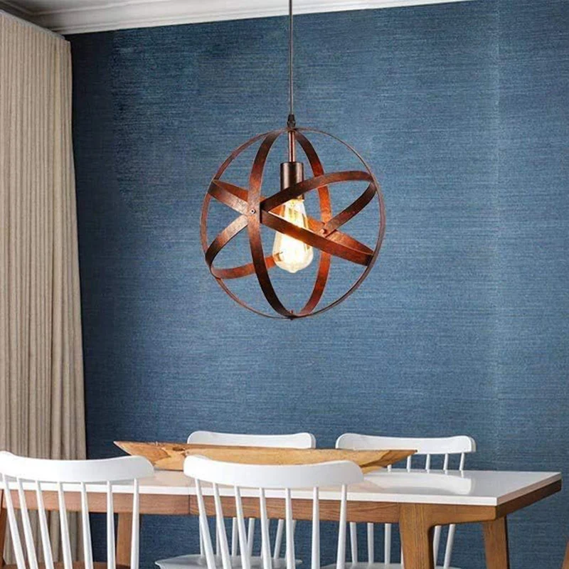 Retro industriële enkele bolkooi hanglamp ijzer 1 licht hanglamp voor eettafel Clearhalo